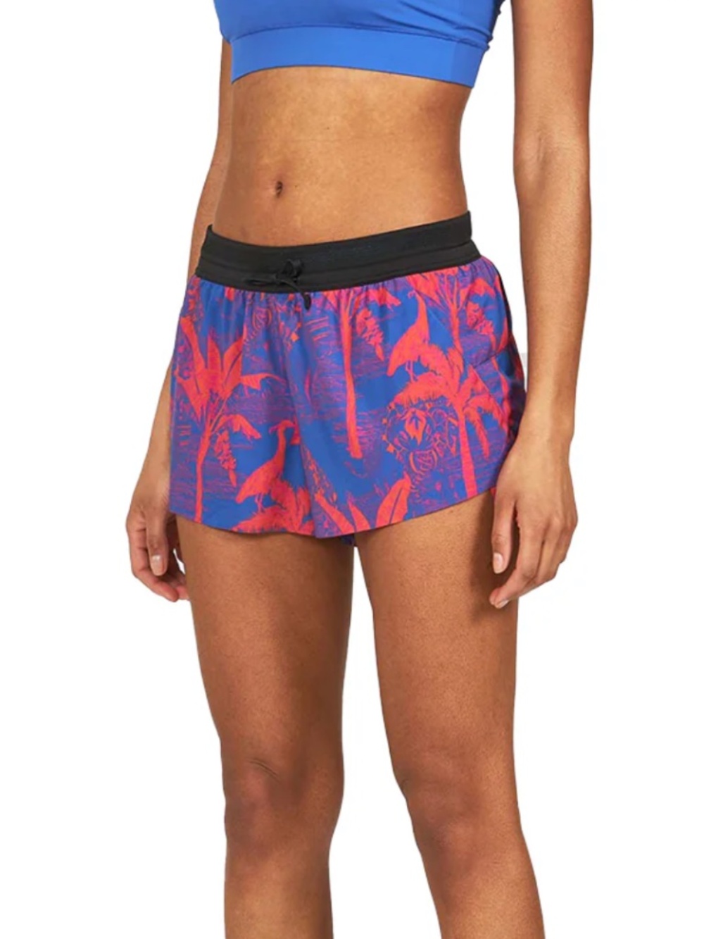 JANJI WOMENS 3 INCH AFO MIDDLE SHORT RED PALM LEAF BLUE SIZE MEDIUM RUNNING